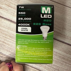 QTY4 MaxLite 50WATT[7W] LED COOL WHITE Dimmable Flood Light Bulbs 550lum R20 E26